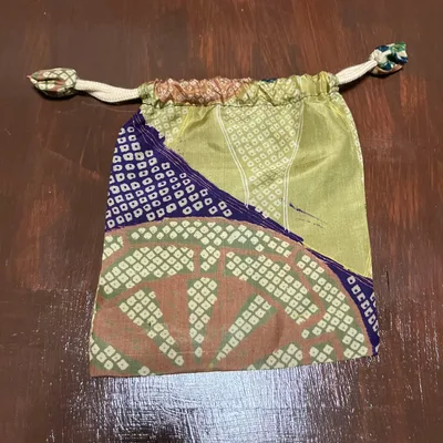 ハンドメイド 巾着袋 絞り染め風
