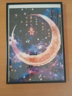 ビーズアート月と星(完成品・額付)