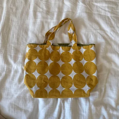 イエロー ドット柄 トートバッグ エコバッグ ハンドメイド