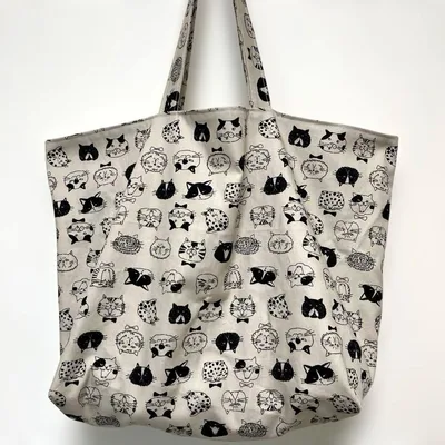 234大きめトートバッグ ハンドメイド 猫柄