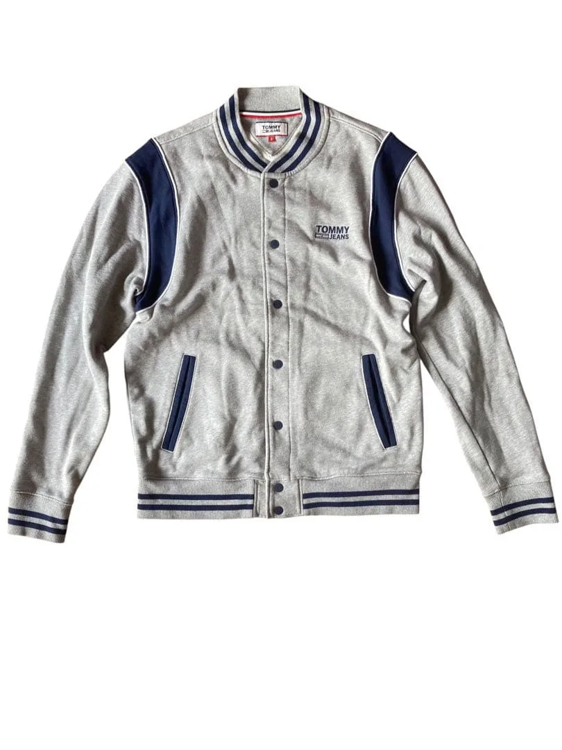【人気バックロゴ】TOMMY JEANS スウェット スタジャン グレー M相当