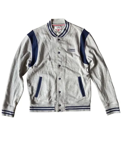 【人気バックロゴ】TOMMY JEANS スウェット スタジャン グレー M相当