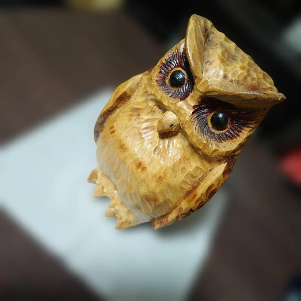 木彫り フクロウ 置物 インテリア