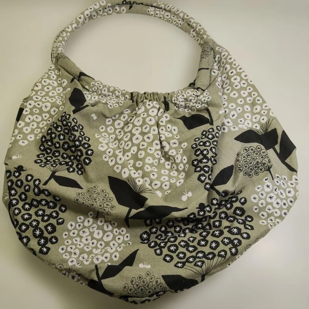 ハンドメイド グラニーバッグ 花柄 カーキ