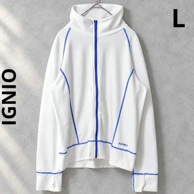 イグニオ ジャージジャケット ホワイト L ハイネック フルジップ ストレッチ