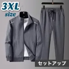 メンズ ジャージ スウェット 上下セット スポーツウェア グレー 3XL
