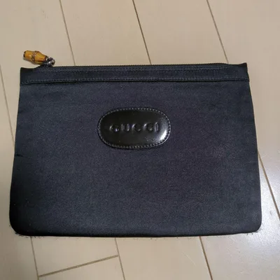 GUCCI Multi Pouch Bamboo Nylon Canvas x หนัง