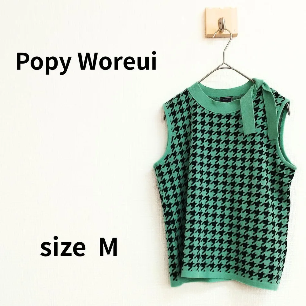 Popy Woreui ノースリーブニット リボンタイ 38 S-1164