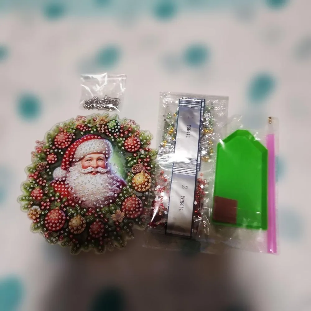 ダイヤモンドアート クリスマス サンタ リース 14cm