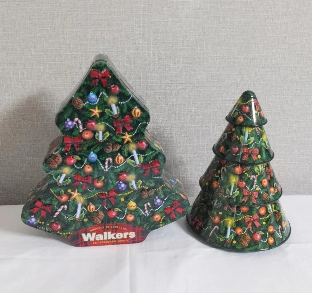 2個セット ウォーカー クリスマスツリー モチーフ缶 ティン缶 匿名配送