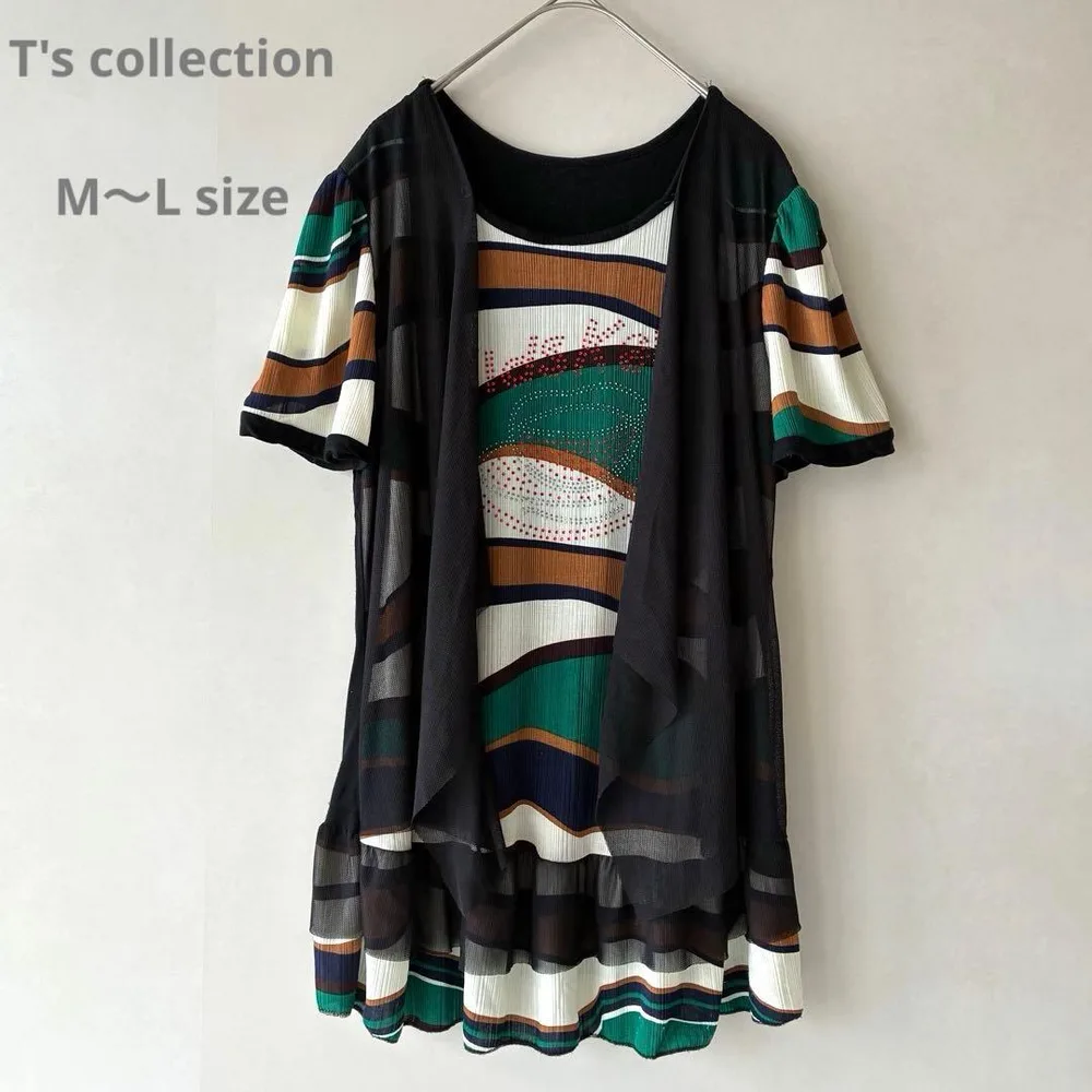 T's Collection チュニック ラインストーン プリーツ 個性的