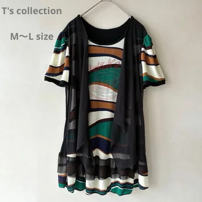 T's Collection チュニック ラインストーン プリーツ 個性的