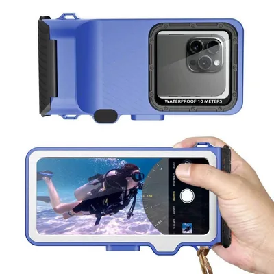 防水スマホケース 水中撮影対応 10M防水 ブルー