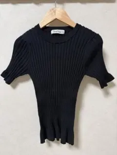 Shel'tter リブニット 半袖 トップス ブラック