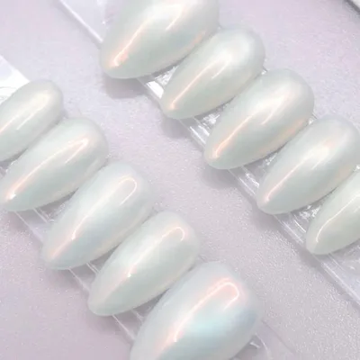 61ネイルチップSサイズ 韓国 ちゅるん ワンカラー マグネット 上品 青 水色