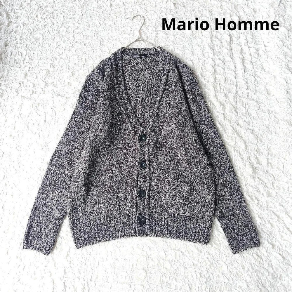【Mario Homme】 ニットカーディガン Vネック モノトーン 着回し抜群