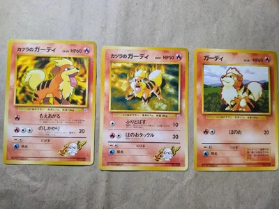 ポケモンカード 旧裏 カツラのガーディ 2種 ガーディ 3枚セット