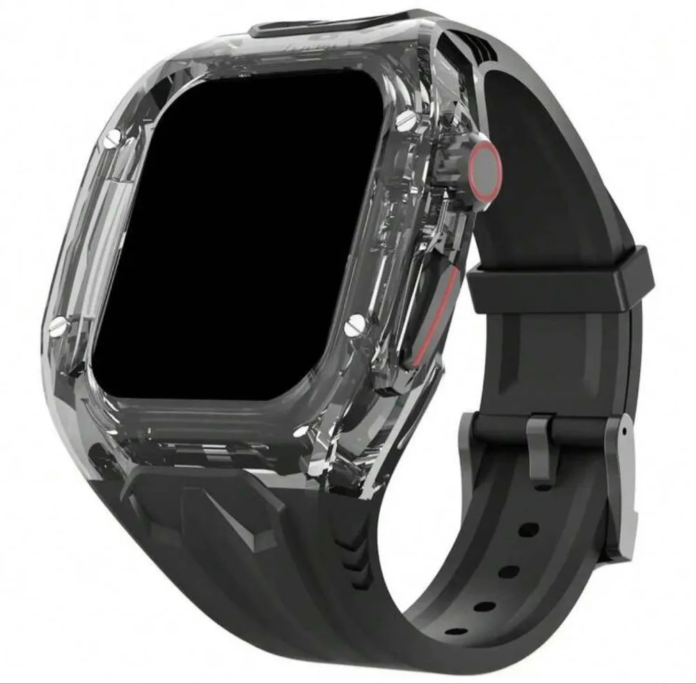 Apple Watch用 ケース一体型バンド スケルトン ブラック 44mm