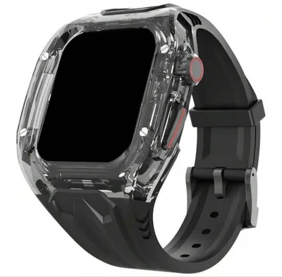Apple Watch用 ケース一体型バンド スケルトン ブラック 44mm