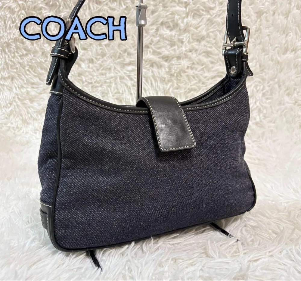 COACH 7762 Denim Wool Shoulder Bag