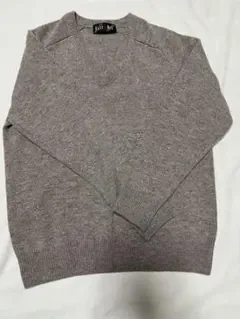 EASTBOY Vネック スクールセーター ブラウン 刺繍ピンク グラデーション