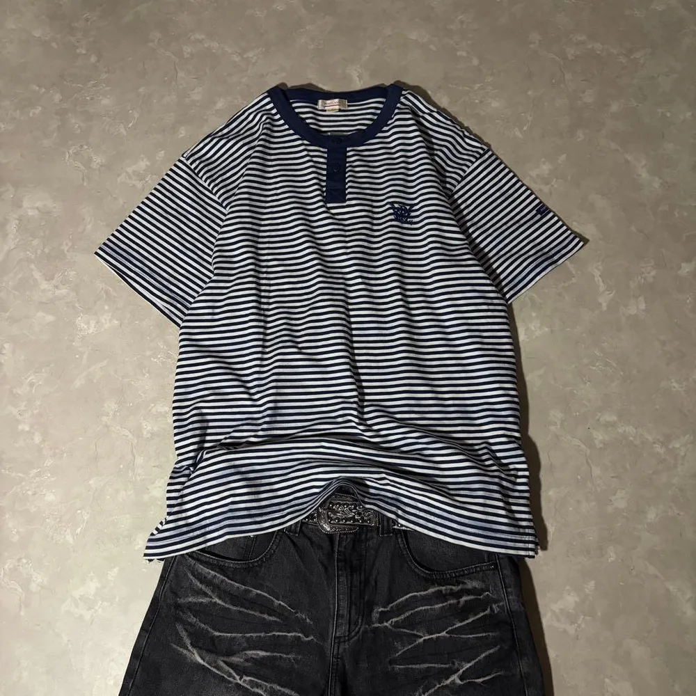 archive border henley neck s/s tee y2k