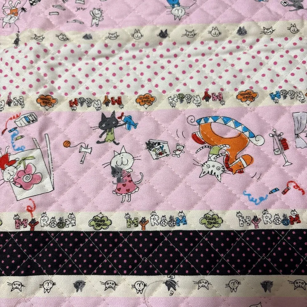 猫柄 キルティング生地 ピンク