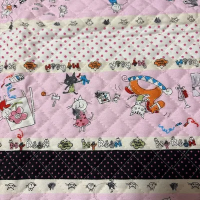 猫柄 キルティング生地 ピンク