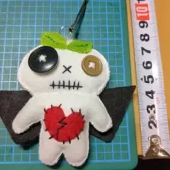 フェルトマスコット、キーホルダー、ハロウィン、白