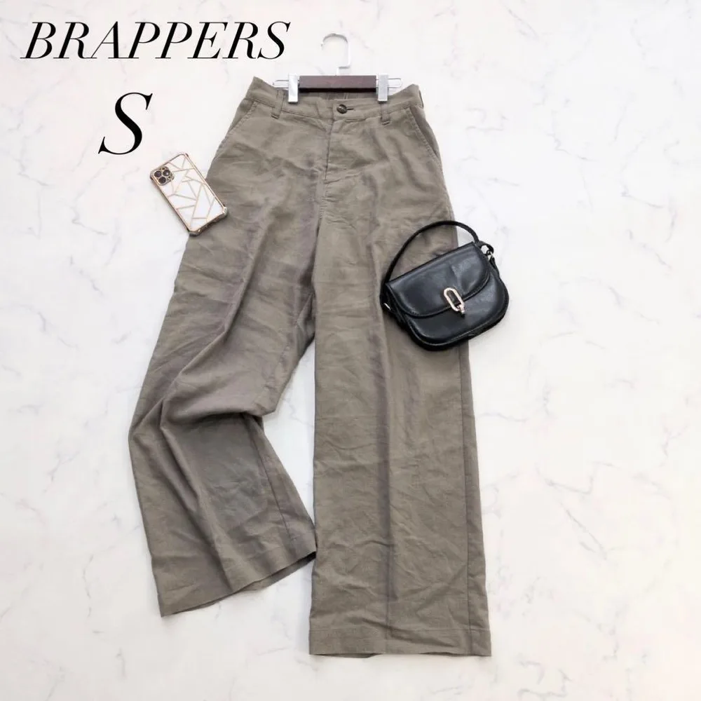 BRAPPERSリネン混ワイドパンツイージーパンツストレッチ日本製Sベージュ系