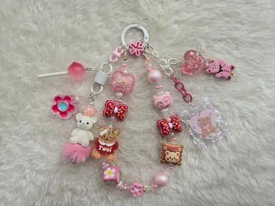 じゃらじゃらキーホルダー☆ピンク・くま