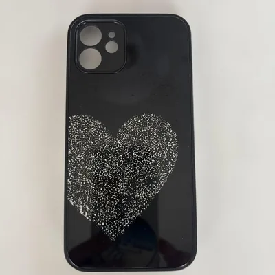 iPhone12用ケース ハート柄 ブラック