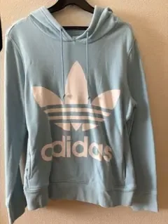 adidas アディダス トレフォイル パーカー ライトブルー パーカー