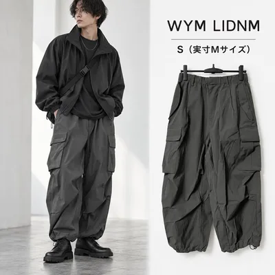 WYM LIDNM テック/きれカジ カーゴパンツ グレー S 実寸Mサイズ