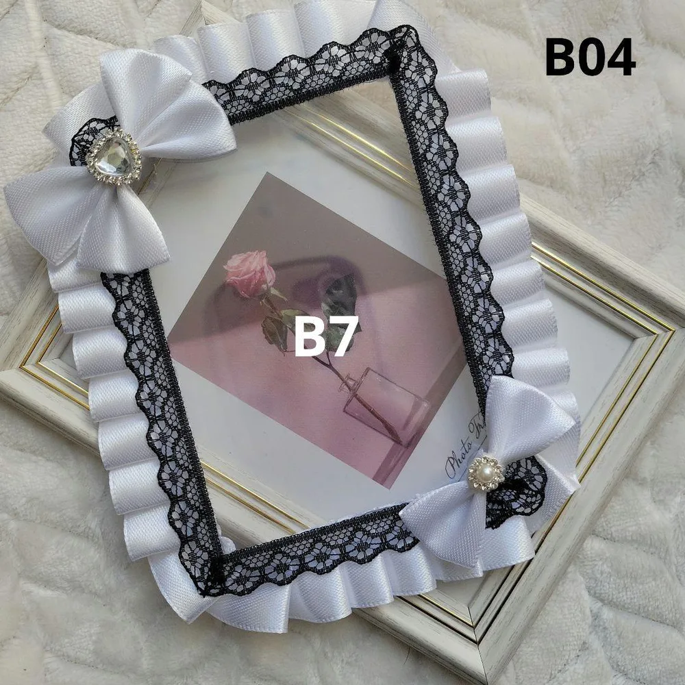 B04 硬質ケース デコ b7 トレカ リボン レース フリル 白
