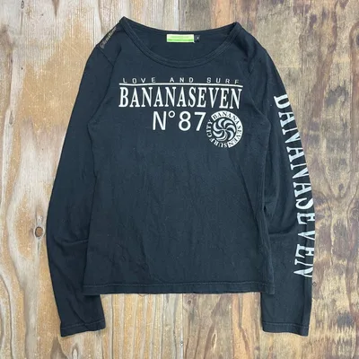 BANANA SEVEN ロンT お兄系 平成ギャル男 ブラック 英字プリント