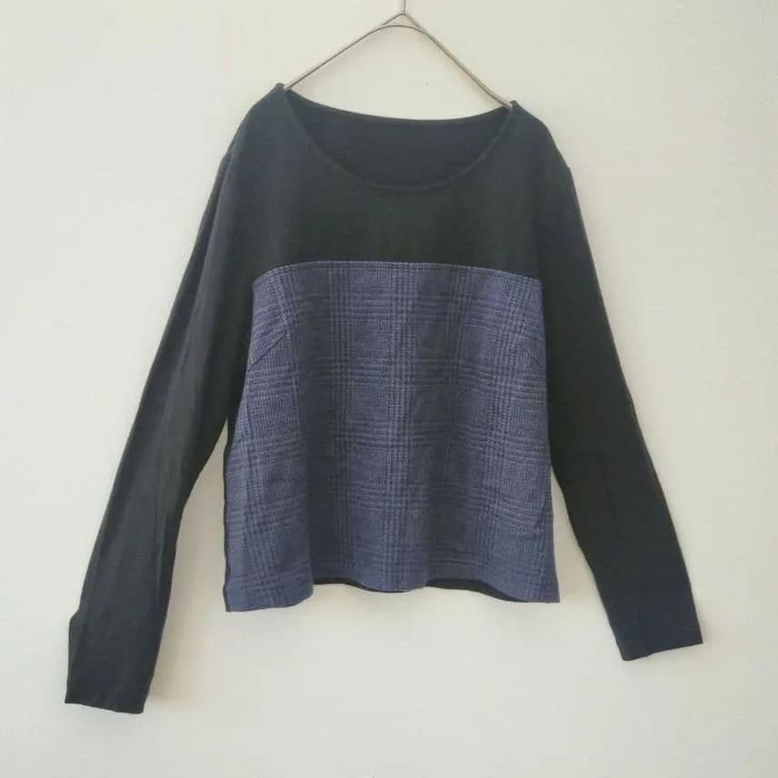 【日本製/美品】C'EST CHICA チェック切替 カットソー トップス 42