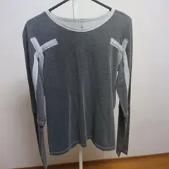 長袖カットソー グレー レースアップ