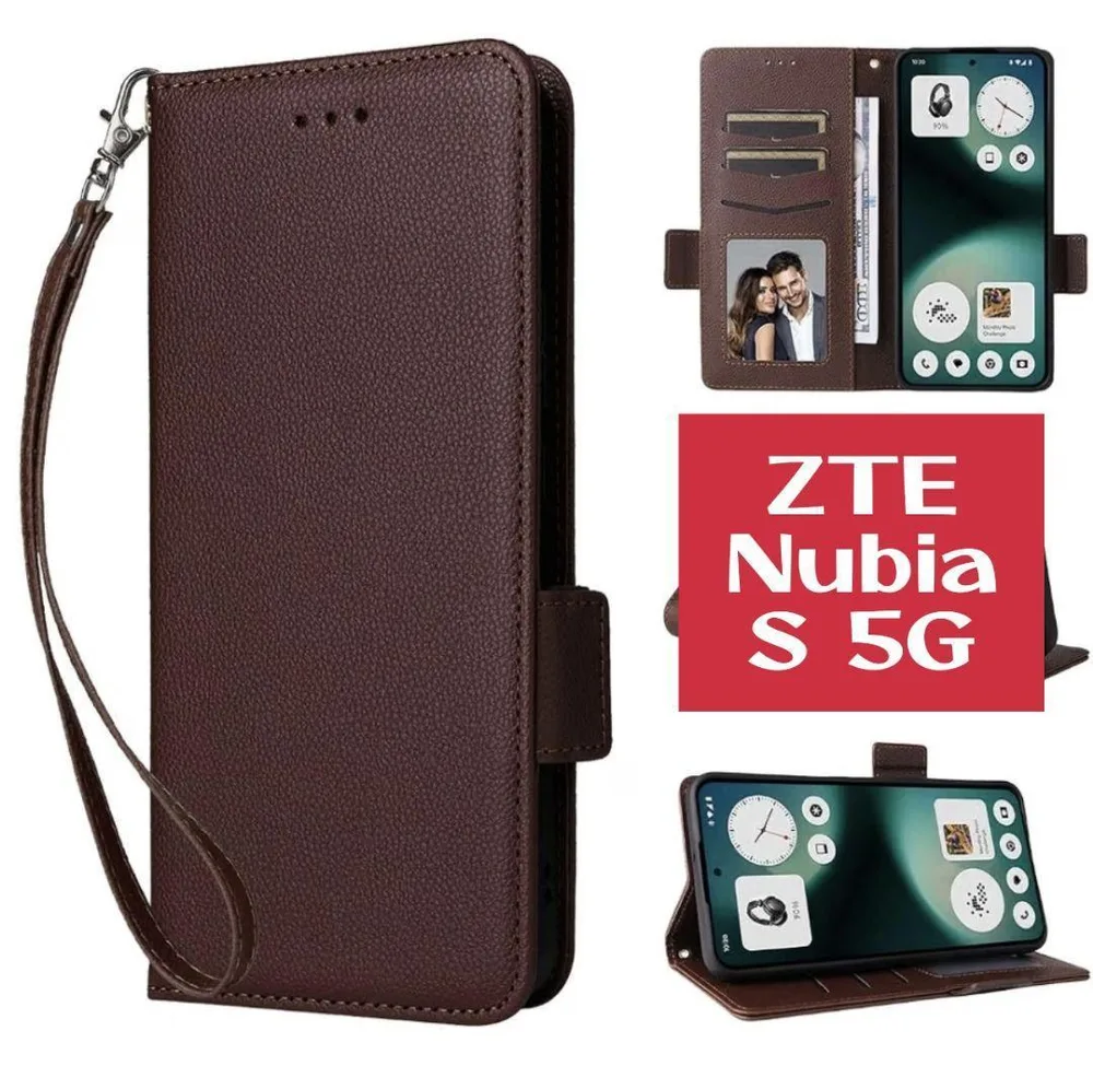 ZTE Nubia S スマホケース 手帳型 ブラウン スタンド機能 カード収納