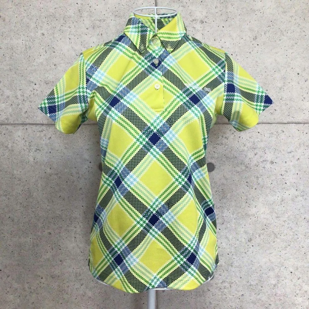 adidas golf レディース 半袖ポロシャツ チェック柄 M