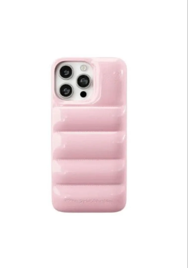 iPhone15 ケース スマホカバー ダウンジャケット ピンク