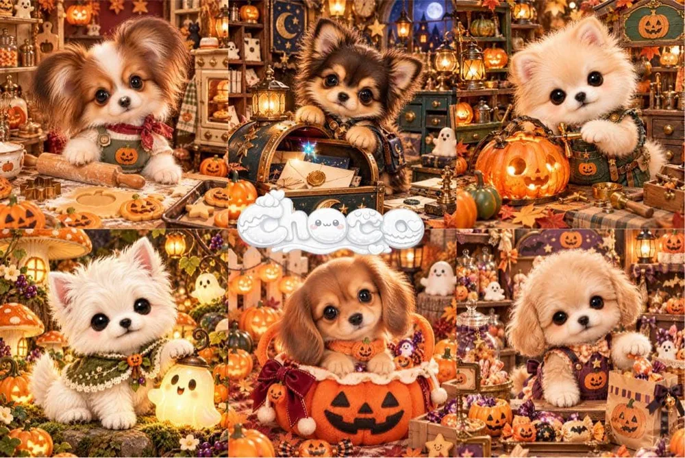 X216 choco パネル生地 6柄
