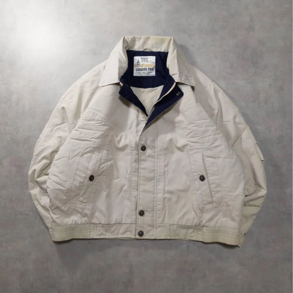 古着LONDON FOG スイングトップ 中綿ジャケット アイボリー K377
