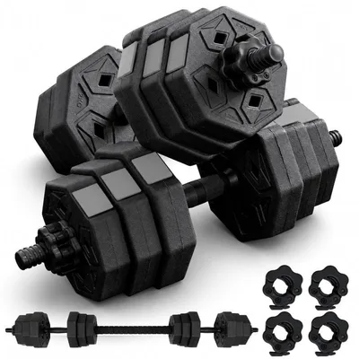 【中古美品】 八角ダンベル グレー 可変式 2個セット 合計20kg