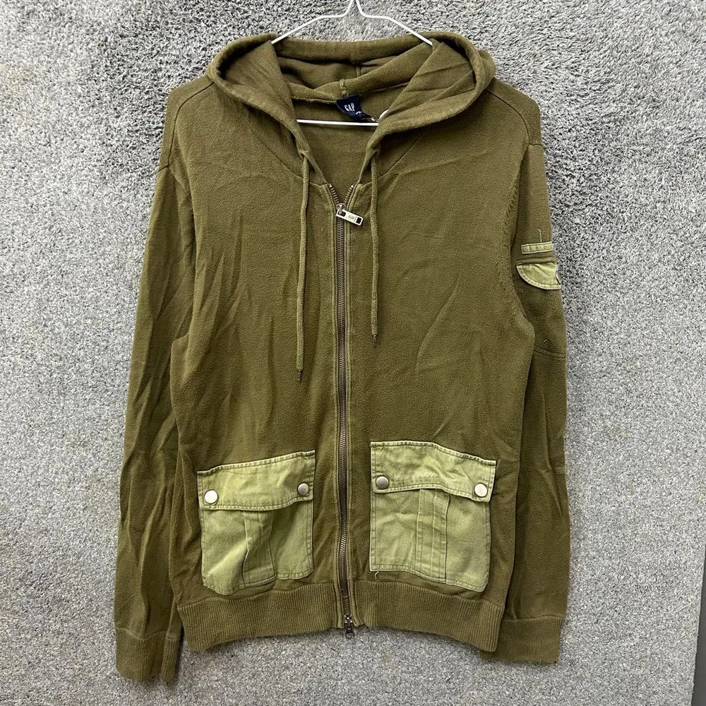 【F79】 90s GAP ジップアップパーカー サイズS カーキ 深緑