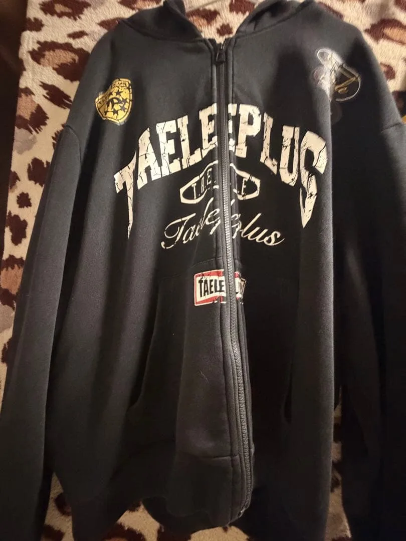 TAELE PLUS ジップアップパーカー ブラック