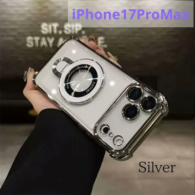 598 iPhone17ProMaxシルバーケース マグセーフ クリアスケルトン