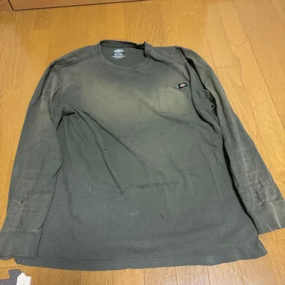 Dickies 長袖 ポケットTシャツ カーキ XLT