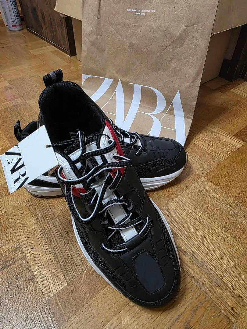 ZARA メンズ スニーカー ブラック ホワイト