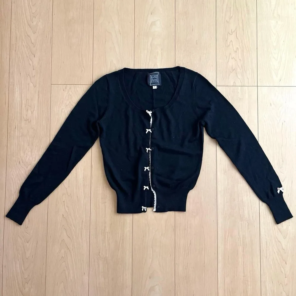 Cynthia Rowley シンシアローリー リボン カーディガン ブラック